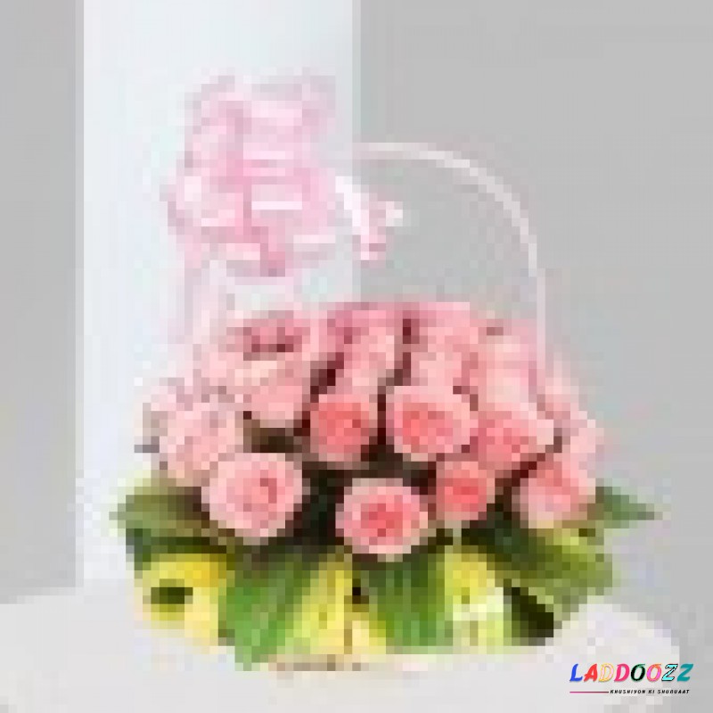  Vase Arrangement of 18 Red Roses and 1 Lily Flower